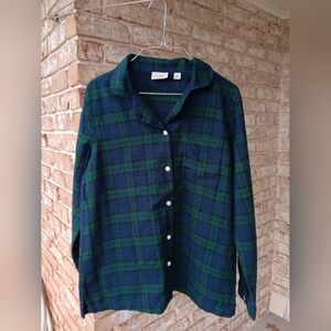 L.L. Bean Blue and Green Cotton Flannel Nightshirt